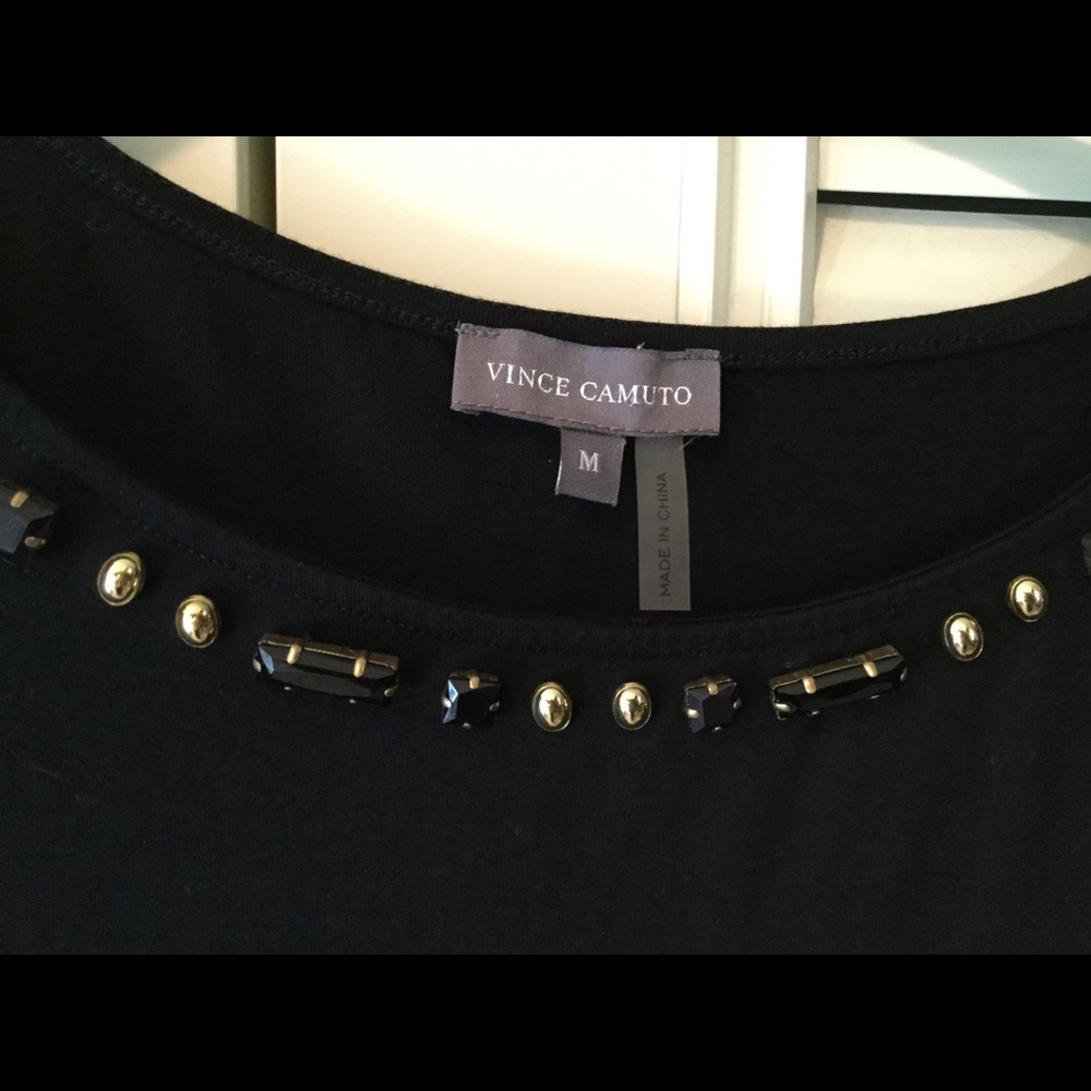 Vince Camuto black beaded sweater.